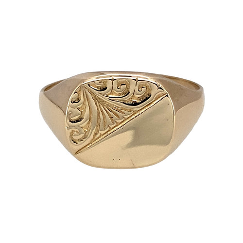 9ct Gold Patterned Signet Ring