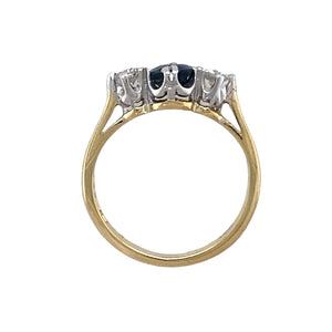 18ct Gold Diamond & Sapphire Set Trilogy Ring