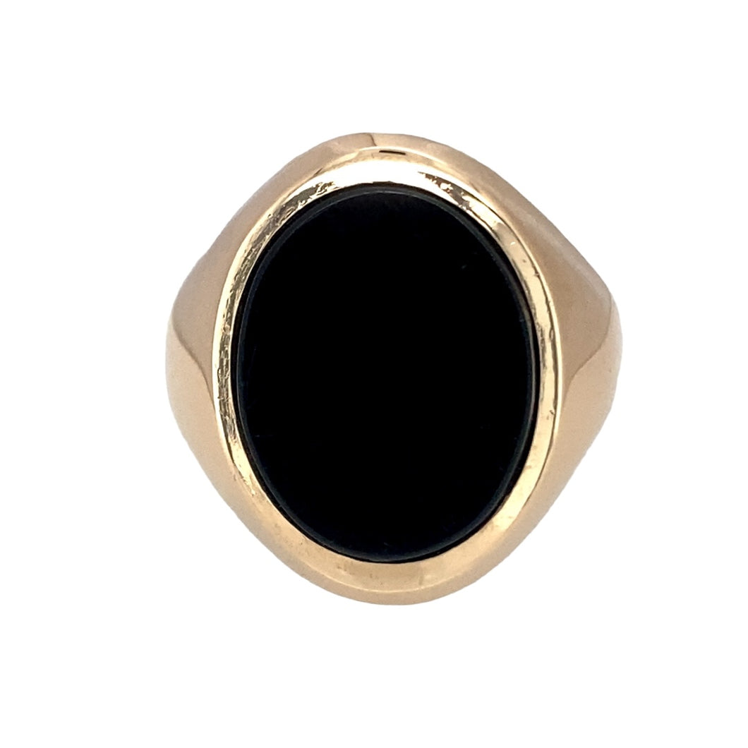 9ct Gold & Oval Onyx Signet Ring