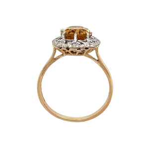 18ct Gold Diamond & Citrine Set Cluster Ring