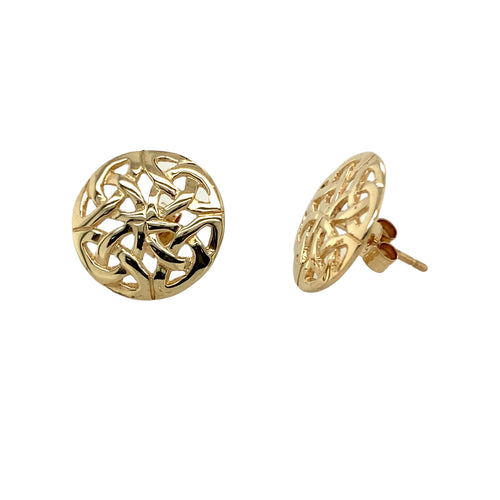 9ct Gold Celtic Knot Circle Stud Earrings