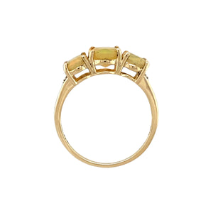 9ct Gold Diamond & Yellow Stone Trilogy Ring