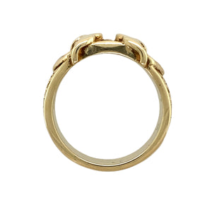 9ct Solid Gold Patterned Double Buckle Ring