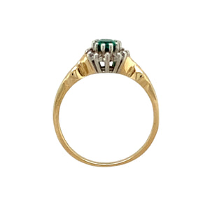 9ct Gold Diamond & Emerald Set Cluster Ring