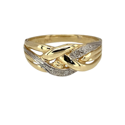 9ct Gold & Diamond Set Celtic Knot Style Ring