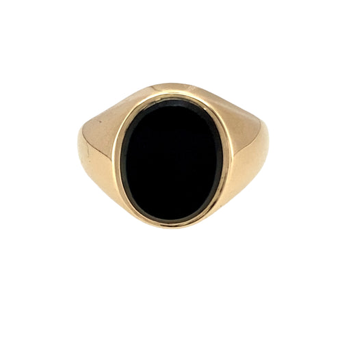 9ct Gold & Onyx Set Oval Signet Ring