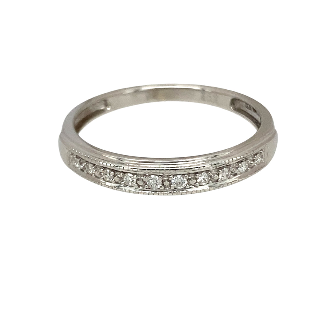 9ct White Gold & Diamond Set Band Ring