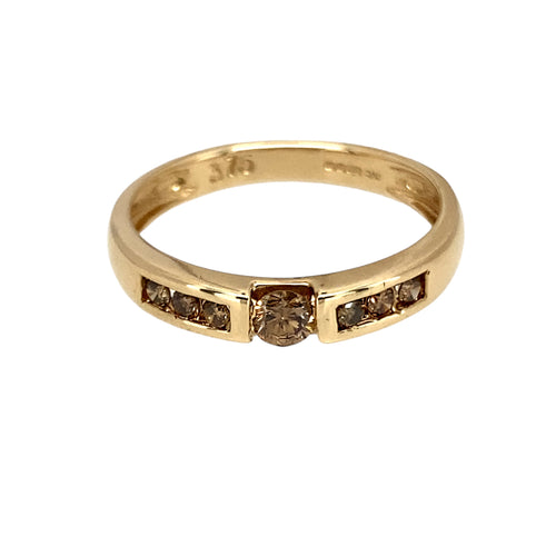 9ct Gold & Chocolate Diamond Set Solitaire Ring