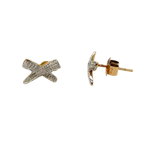 9ct Gold & Diamond Set Kiss Stud Earrings