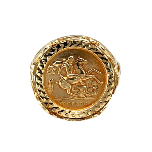 9ct Gold George and the Dragon Signet Ring