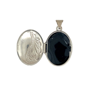 9ct White Gold Oval Engraved Locket