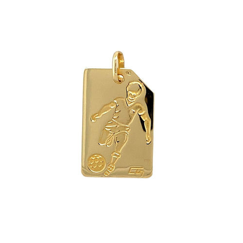 9ct Gold Football Player Dog Tag Style Pendant