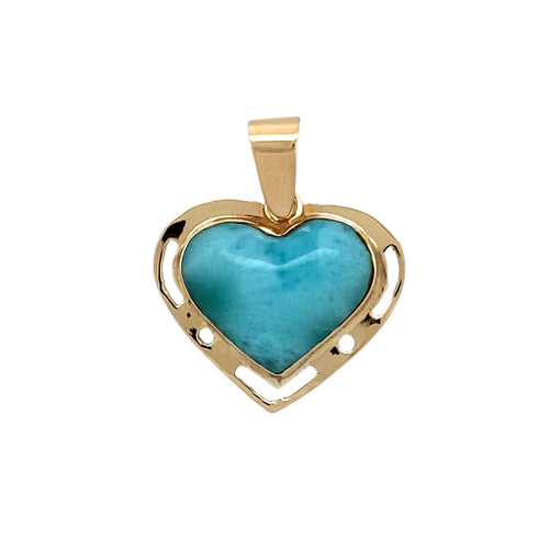 14ct Gold & Turquoise Coloured Heart Pendant