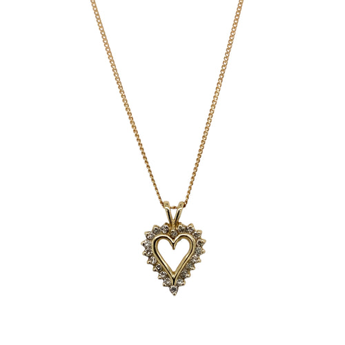 9ct Gold & Diamond Set Open Heart 16