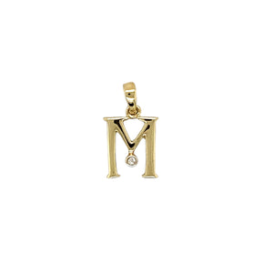 9ct Gold & Cubic Zirconia Set 'M' Initial Pendant