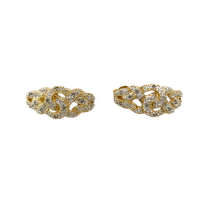 9ct Gold & Diamond Set Celtic Knot Half Hoop Style Stud Earrings