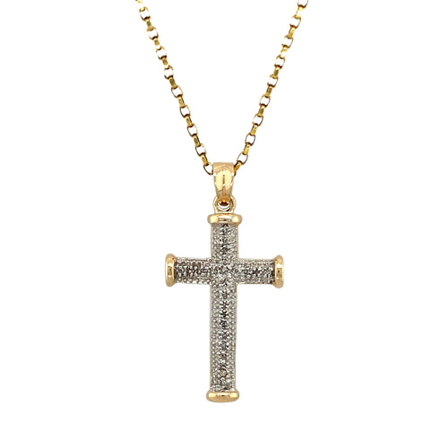 9ct Gold & Diamond Set Cross 20