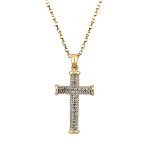 9ct Gold & Diamond Set Cross 20" Necklace