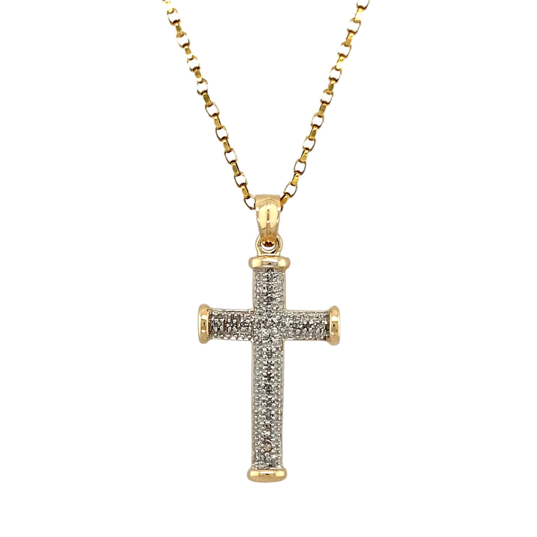 9ct Gold & Diamond Set Cross 20