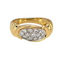 Load image into Gallery viewer, 18ct Gold &amp; Diamond Pave Set Oval Signet Scalloped Ring
