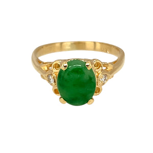 18ct Gold Diamond & Jade Set Ring