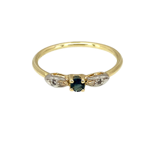 9ct Gold Diamond & Sapphire Set Dainty Band Ring