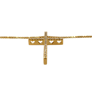 18ct Gold & Diamond Set Cross 20" Necklace