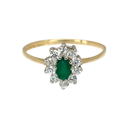 9ct Gold Emerald & Cubic Zirconia Set Cluster Ring