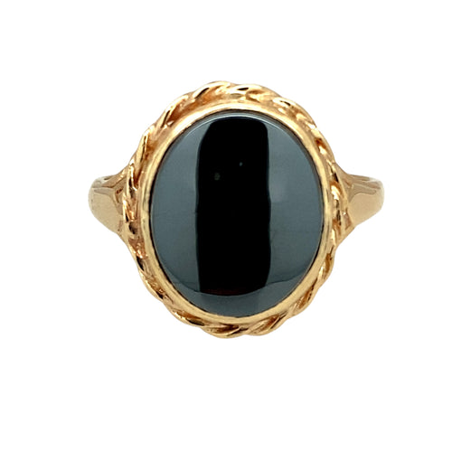 9ct Gold & Hematite Set Signet Ring