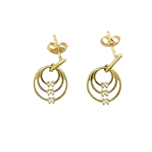 9ct Gold & Cubic Zirconia Set Drop Earrings