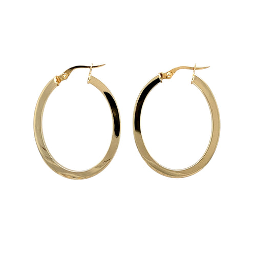 9ct Gold Plain Oval Creole Earrings