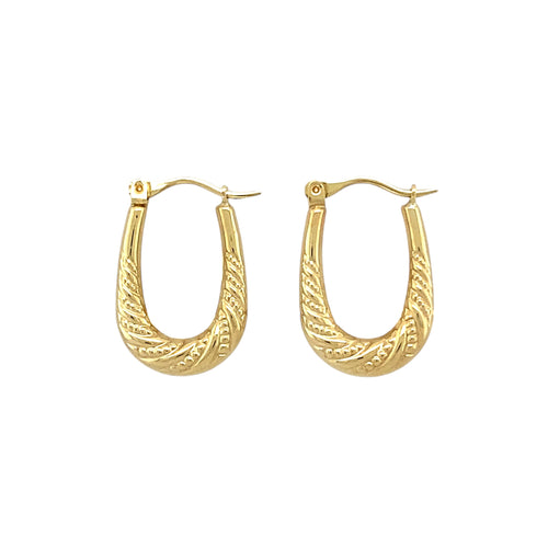 9ct Gold Patterned Creole Earrings