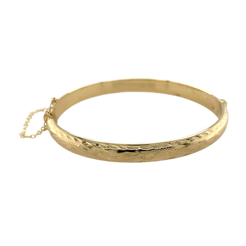 9ct Gold Patterned Bangle