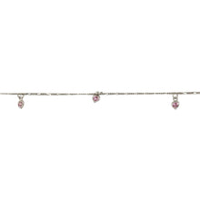 Load image into Gallery viewer, 9ct White Gold &amp; Pink Cubic Zirconia Heart Drop 9&quot; Figaro Anklet
