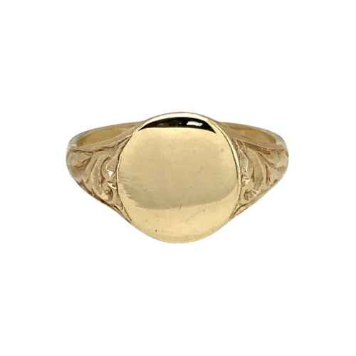 New 9ct Gold Patterned Oval Signet Ring