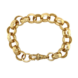 New 9ct Solid Gold 8" Patterned Belcher Bracelet