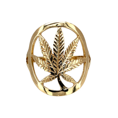 New 9ct Gold Hemp Leaf Ring