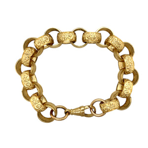 New 9ct Solid Gold 9" Patterned Belcher Bracelet