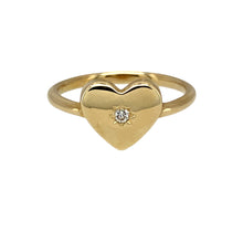 Load image into Gallery viewer, New 9ct Gold &amp; Cubic Zirconia Set Heart Signet Ring
