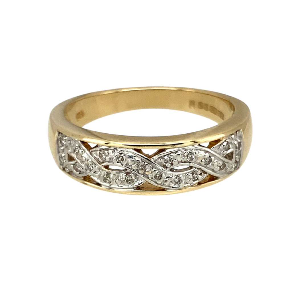 9ct Gold & Diamond Set Twisted Band Ring