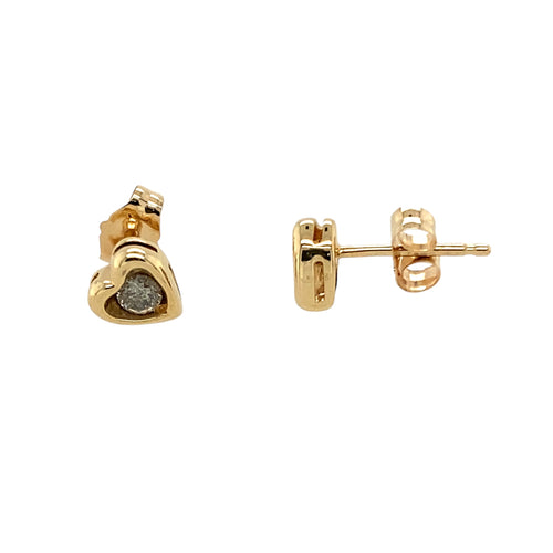 10ct Gold & Diamond Set Heart Stud Earrings