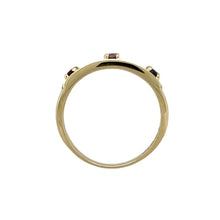 Load image into Gallery viewer, 9ct Gold Garnet Amethyst &amp; Sapphire Set Band Ring
