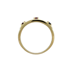 9ct Gold Garnet Amethyst & Sapphire Set Band Ring