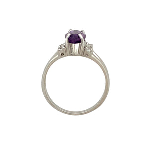 9ct White Gold Amethyst & Cubic Zirconia Set Ring