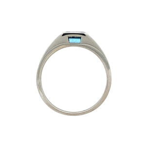 9ct White Gold Diamond & Blue Topaz Set Ring