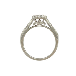 9ct White Gold & Diamond Set Halo Cluster Ring