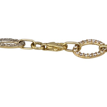 Load image into Gallery viewer, Preowned 9ct Yellow and White Gold &amp; Cubic Zirconia Set 7&quot; Oval Link Bracelet with the weight 6.80 grams. The links are each 7mm wide
