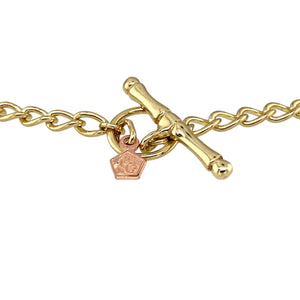 Preowned 9ct Yellow and Rose Gold Clogau 7.75" T Bar Charm Bracelet with the weight 6.90 grams and link width 4mm