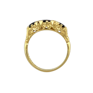 18ct Gold Diamond & Sapphire Set Vintage Style Ring