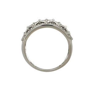 9ct White Gold & Diamond Set Patterned Wide Band Ring